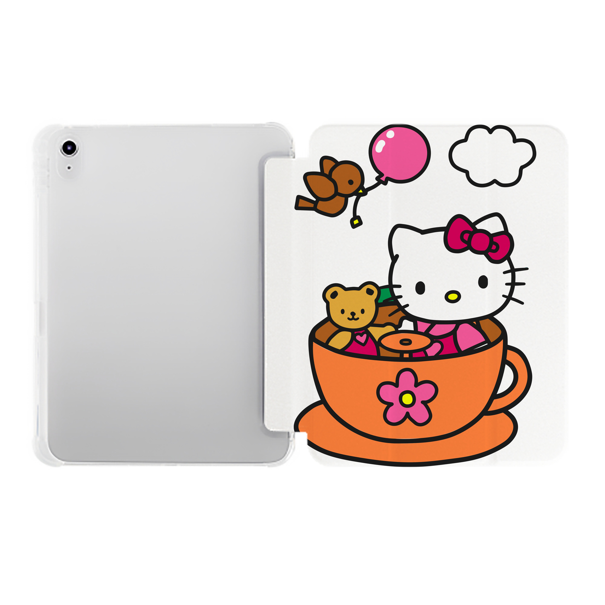 （画像用） Hello Kitty ハローキティ IPad ケース ペン収納付き 三つ折りスタンド PUレザー×シリコン 対応機種9.5/10.5/10.9インチ